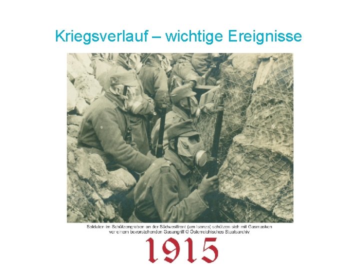 Kriegsverlauf – wichtige Ereignisse Kriegsverlauf – wichtige Ereignisse
