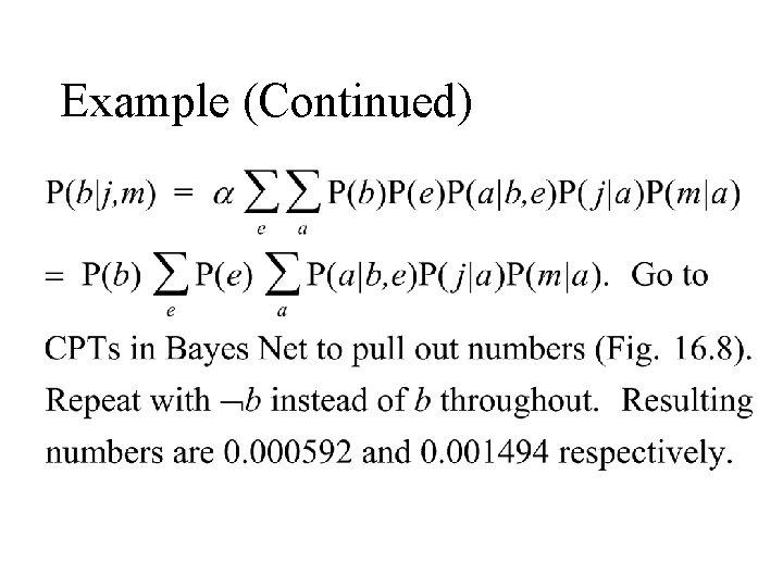 Example (Continued) Example (Continued)