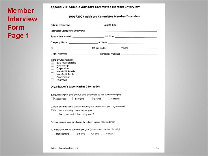 Member Interview Form Page 1 