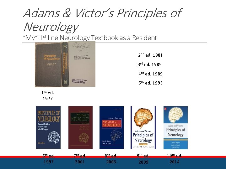 Adams & Victor’s Principles of Neurology “My” 1 st line Neurology Textbook as a