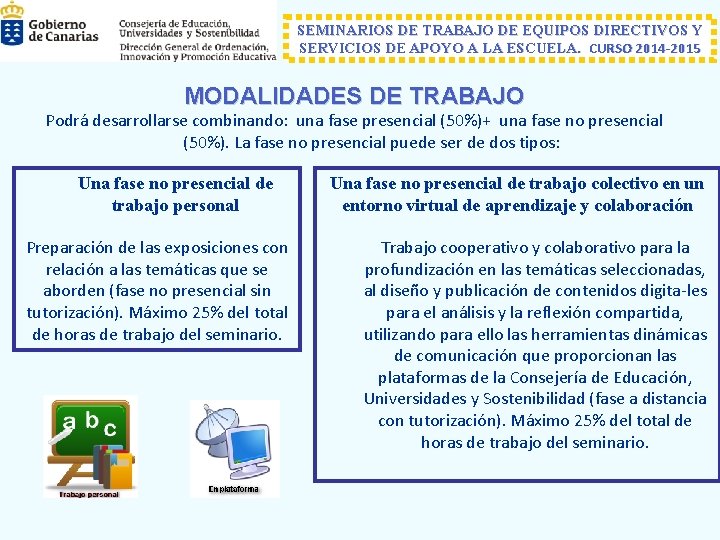 SEMINARIOS DE TRABAJO DE EQUIPOS DIRECTIVOS Y SERVICIOS DE APOYO A LA ESCUELA. CURSO