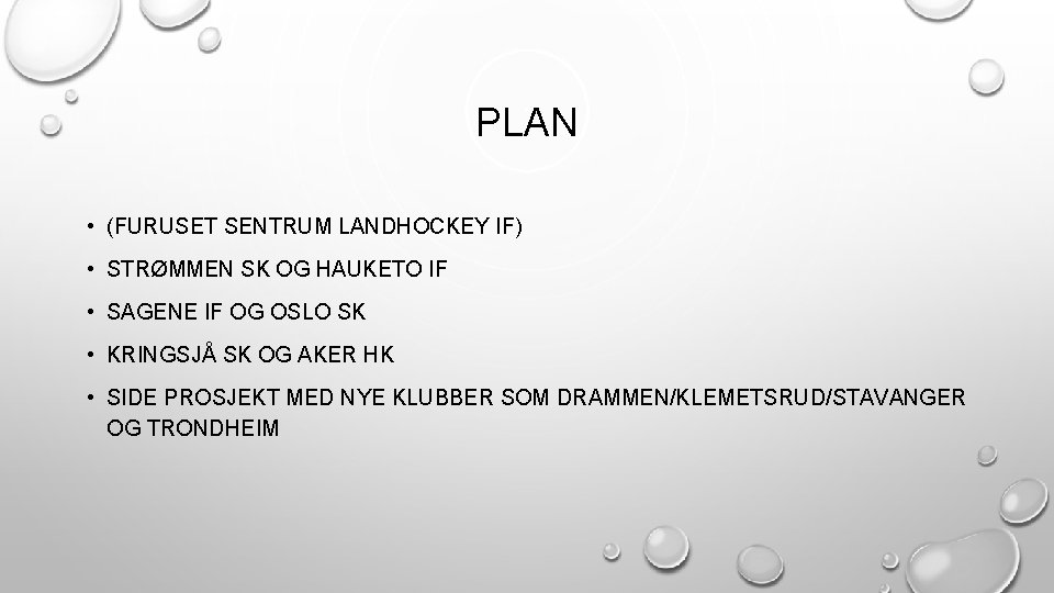 PLAN • (FURUSET SENTRUM LANDHOCKEY IF) • STRØMMEN SK OG HAUKETO IF • SAGENE