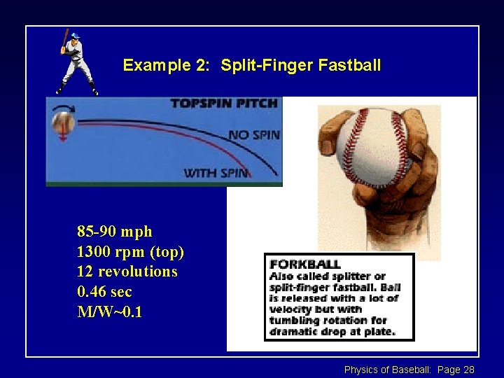Example 2: Split-Finger Fastball 85 -90 mph 1300 rpm (top) 12 revolutions 0. 46