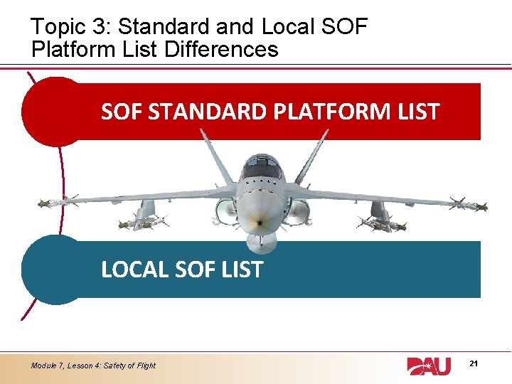 Topic 3: Standard and Local SOF Platform List Differences SOF STANDARD PLATFORM LIST LOCAL