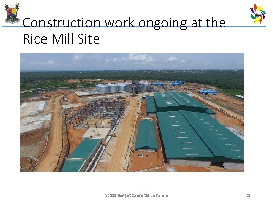 Construction work ongoing at the Rice Mill Site Y 2021 Budget Consultative Forum 28