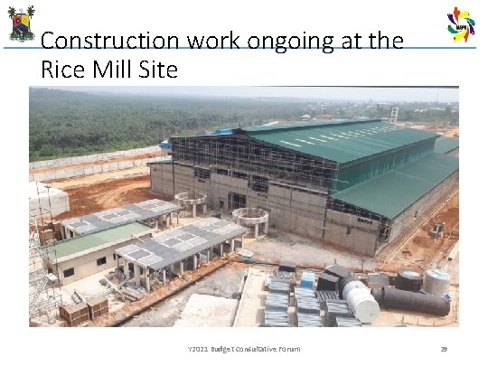 Construction work ongoing at the Rice Mill Site Y 2021 Budget Consultative Forum 29