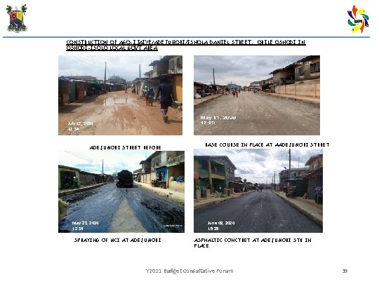 CONSTRUCTION OF AGO-IJAIYE/ADEJUMOBI/ISHOLA DANIEL STREET, ORILE OSHODI IN OSHODI-ISOLO LOCAL GOVT AREA July 17,