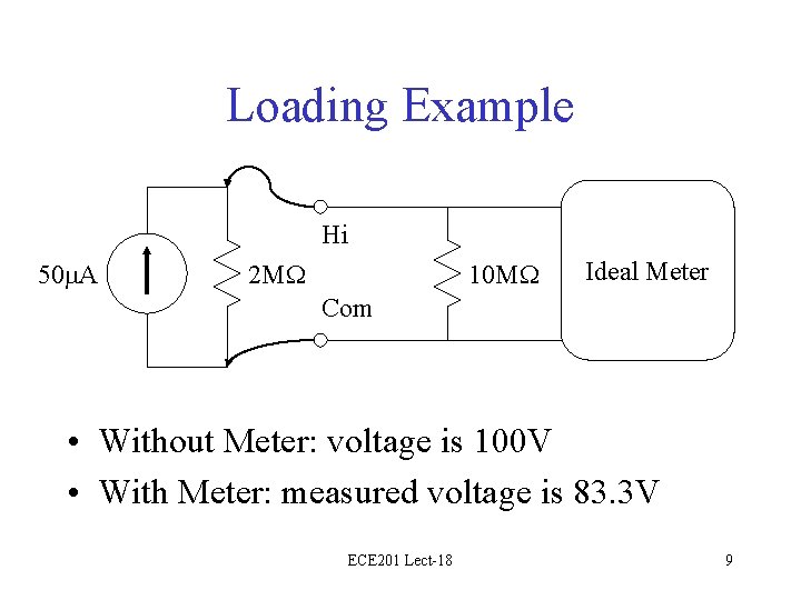 Loading Example Hi 50 m. A 2 MW 10 MW Ideal Meter Com •
