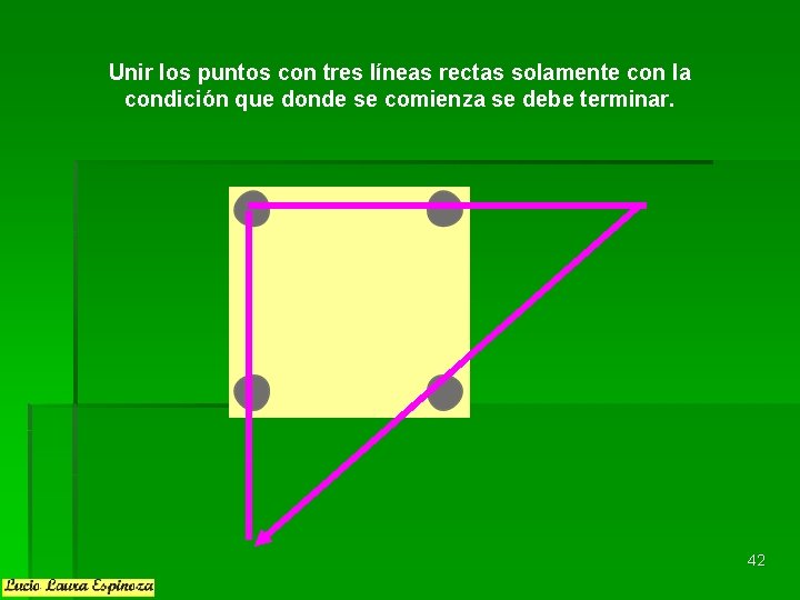 Unir los puntos con tres líneas rectas solamente con la condición que donde se Unir los puntos con tres líneas rectas solamente con la condición que donde se