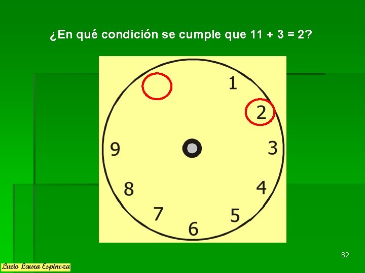 ¿En qué condición se cumple que 11 + 3 = 2? 82 ¿En qué condición se cumple que 11 + 3 = 2? 82