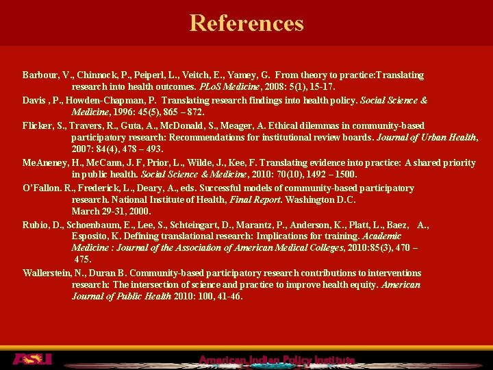 References Barbour, V. , Chinnock, P. , Peiperl, L. , Veitch, E. , Yamey,