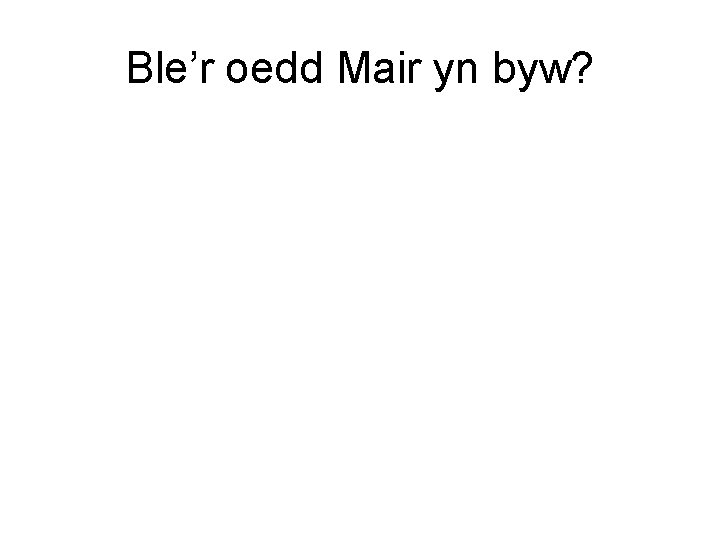 Ble’r oedd Mair yn byw? 