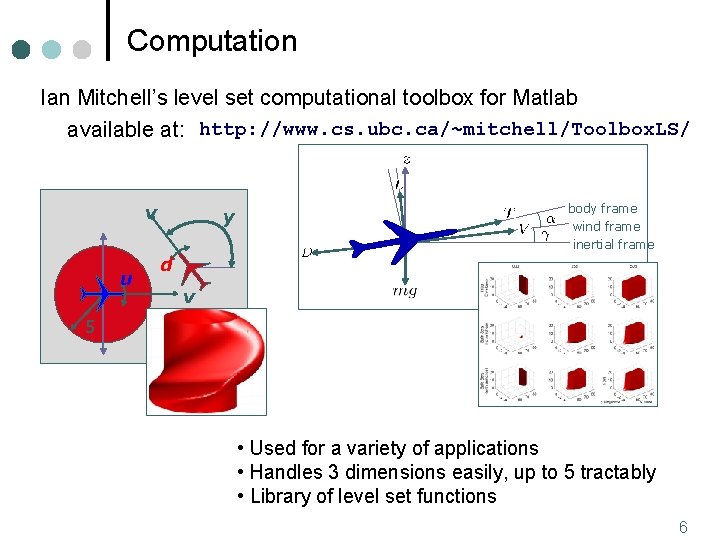 Computation Ian Mitchell’s level set computational toolbox for Matlab available at: http: //www. cs.