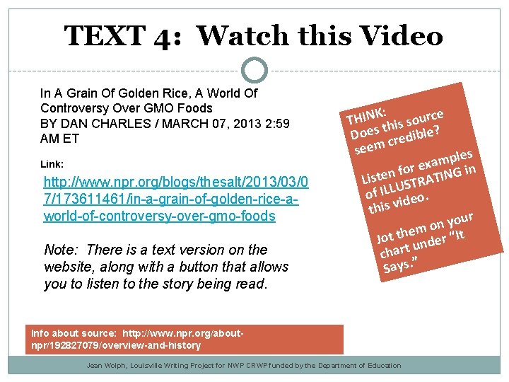 TEXT 4: Watch this Video In A Grain Of Golden Rice, A World Of