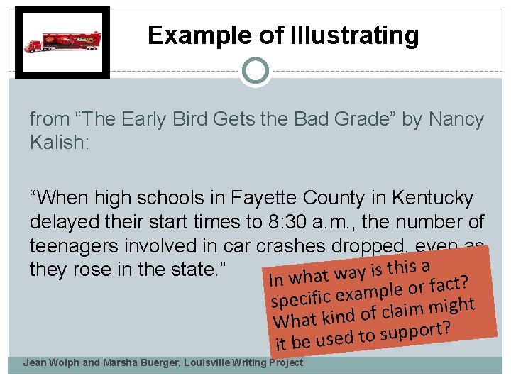  Example of Illustrating from “The Early Bird Gets the Bad Grade” by Nancy