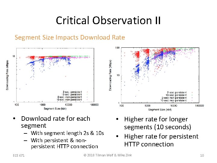 Critical Observation II Segment Size Impacts Download Rate • Download rate for each segment