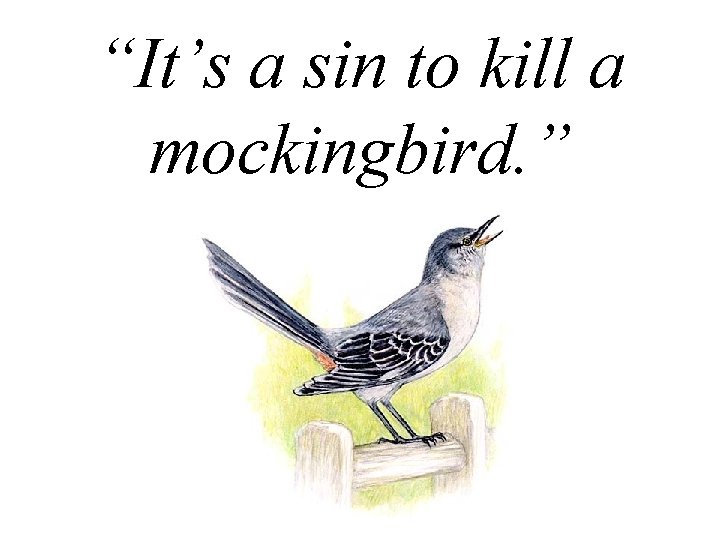 “It’s a sin to kill a mockingbird. ” 