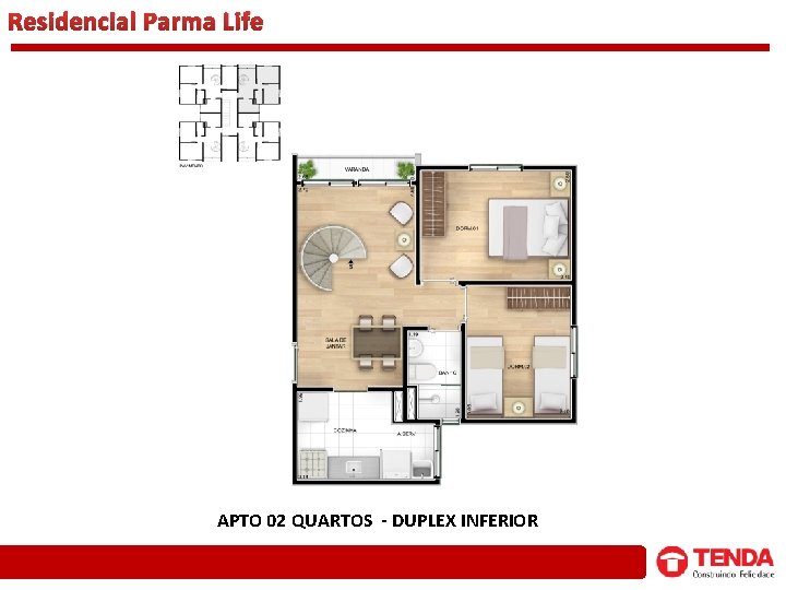 Residencial Parma Life APTO 02 QUARTOS - DUPLEX INFERIOR 