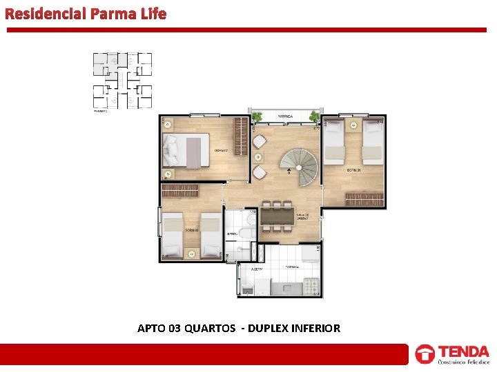 Residencial Parma Life APTO 03 QUARTOS - DUPLEX INFERIOR 