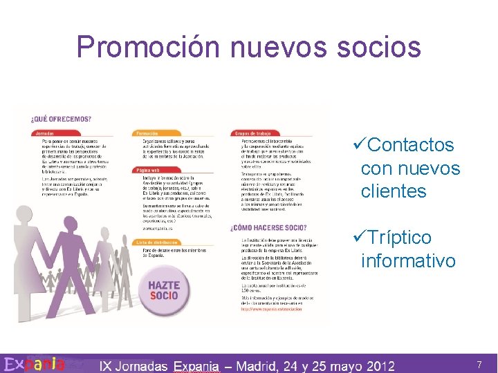 Promoción nuevos socios üContactos con nuevos clientes üTríptico informativo 7 