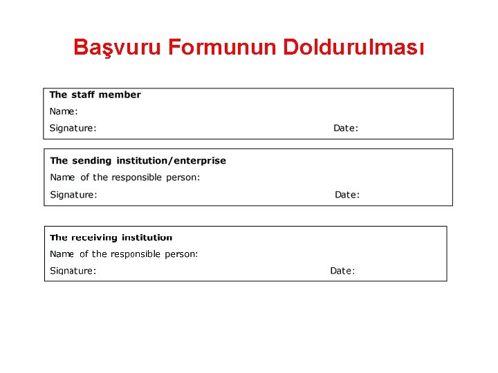 Başvuru Formunun Doldurulması 