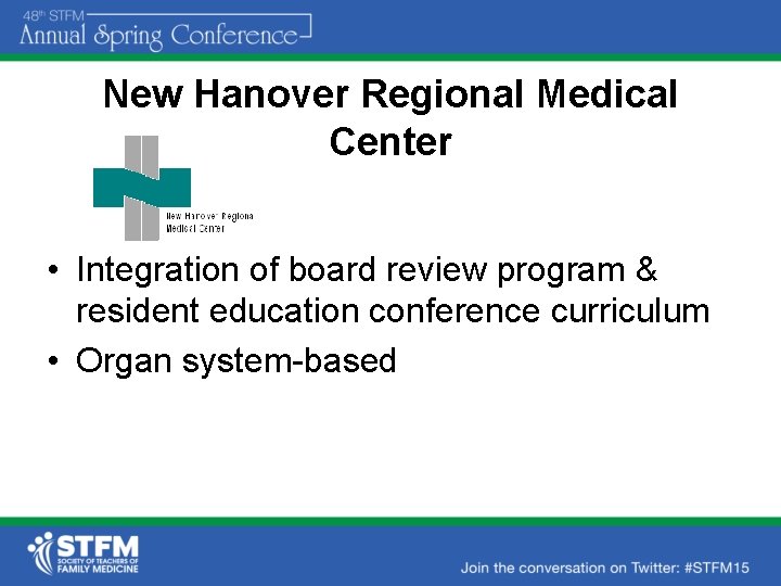 New Hanover Regional Medical Center • Integration of board review program & resident education