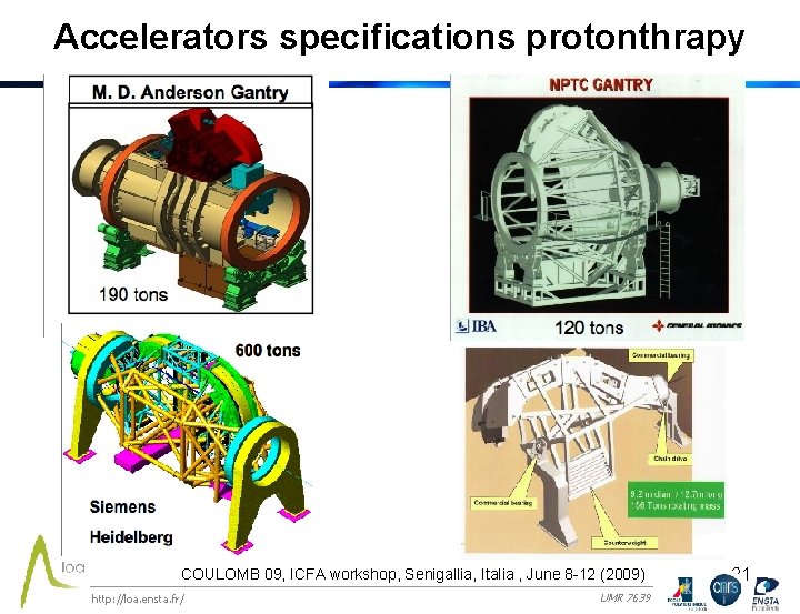 Accelerators specifications protonthrapy COULOMB 09, ICFA workshop, Senigallia, Italia , June 8 -12 (2009)