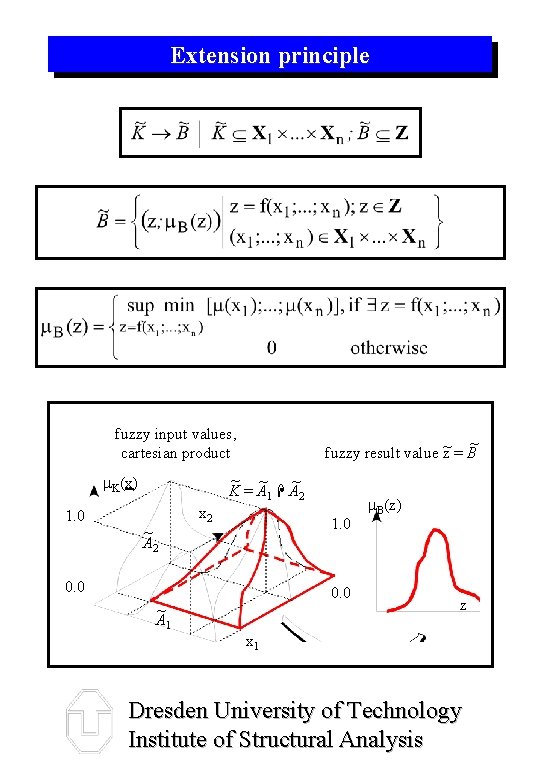 Extension principle fuzzy input values, cartesian product ~ ~ ~ K = A 1