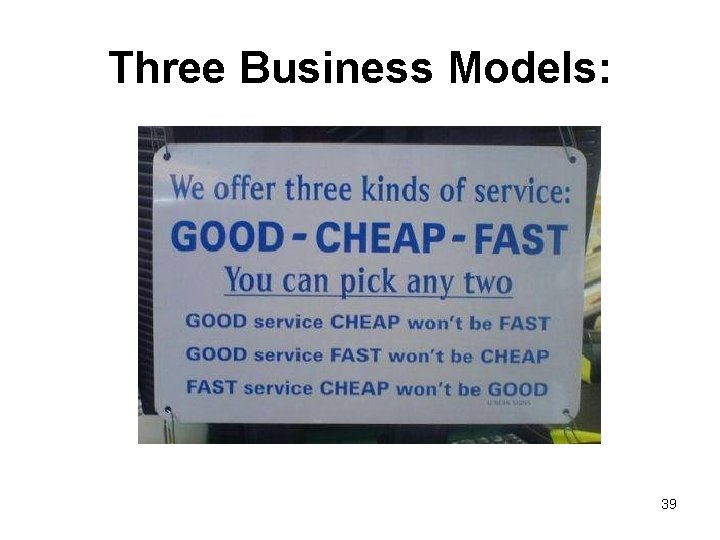 Three Business Models: 39 