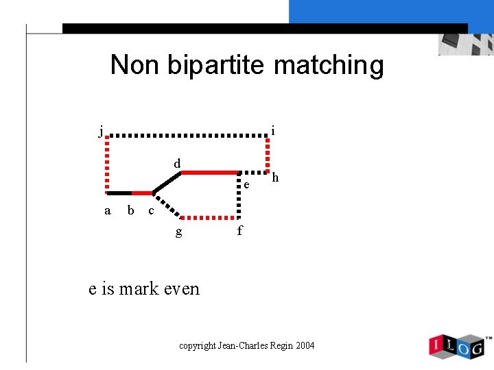 Non bipartite matching j i d e a b h c g f e