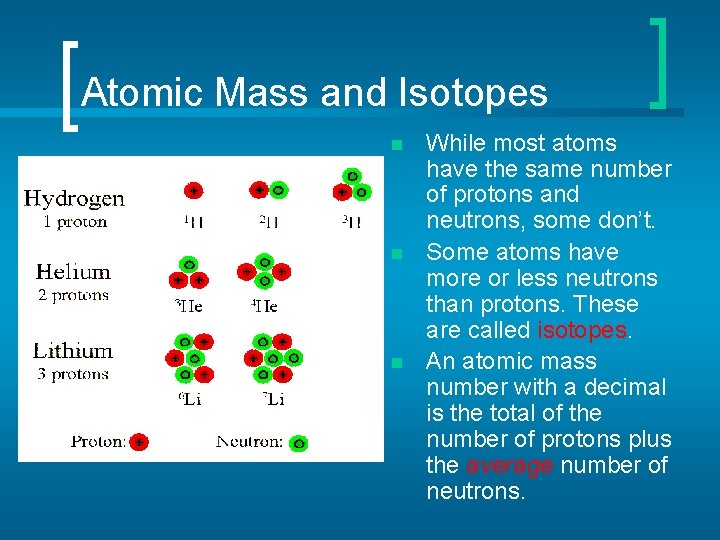Atomic Mass and Isotopes n n n While most atoms have the same number