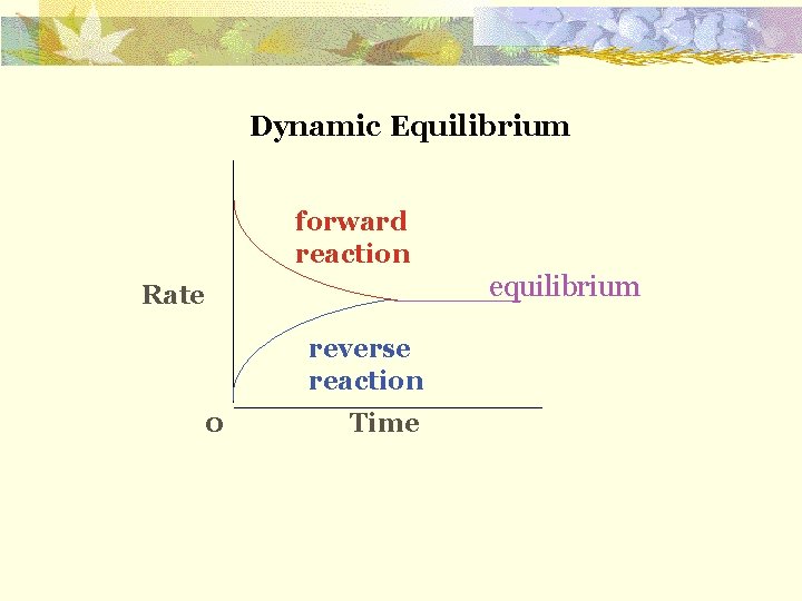 Dynamic Equilibrium forward reaction equilibrium Rate reverse reaction 0 Time 