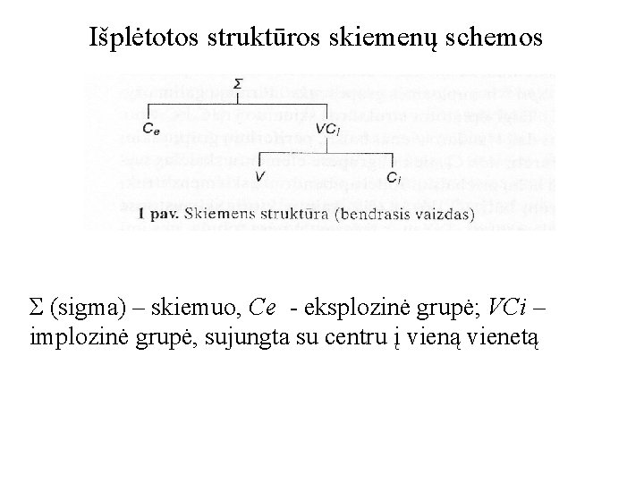 Išplėtotos struktūros skiemenų schemos Σ (sigma) – skiemuo, Ce - eksplozinė grupė; VCi –