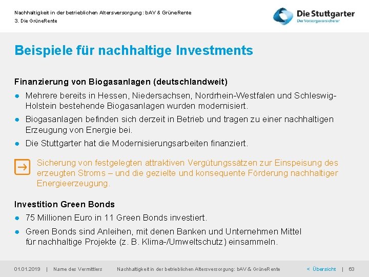 Nachhaltigkeit in der betrieblichen Altersversorgung: b. AV & Grüne. Rente 3. Die Grüne. Rente