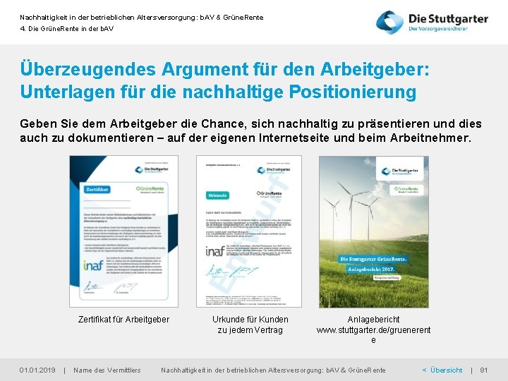 Nachhaltigkeit in der betrieblichen Altersversorgung: b. AV & Grüne. Rente 4. Die Grüne. Rente