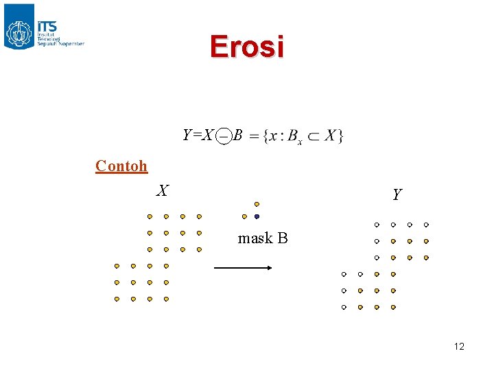 Erosi Y=X _ B Contoh X Y mask B 12 