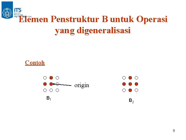 Elemen Penstruktur B untuk Operasi yang digeneralisasi Contoh origin B 1 B 2 9