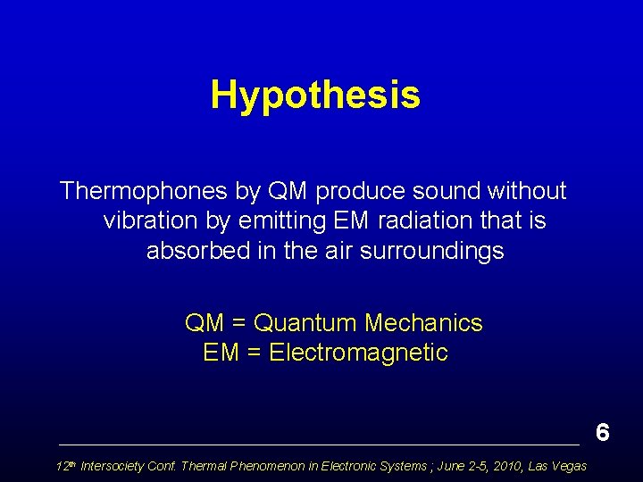 Hypothesis Thermophones by QM produce sound without vibration by emitting EM radiation that is