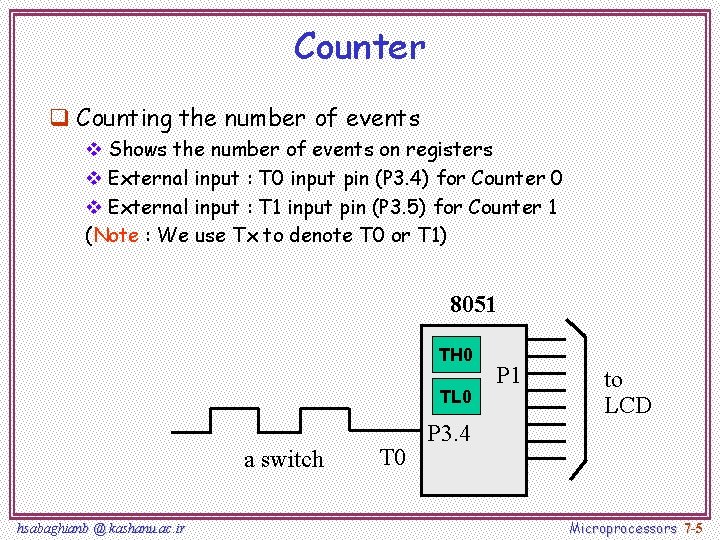 Counter q Counting the number of events v Shows the number of events on