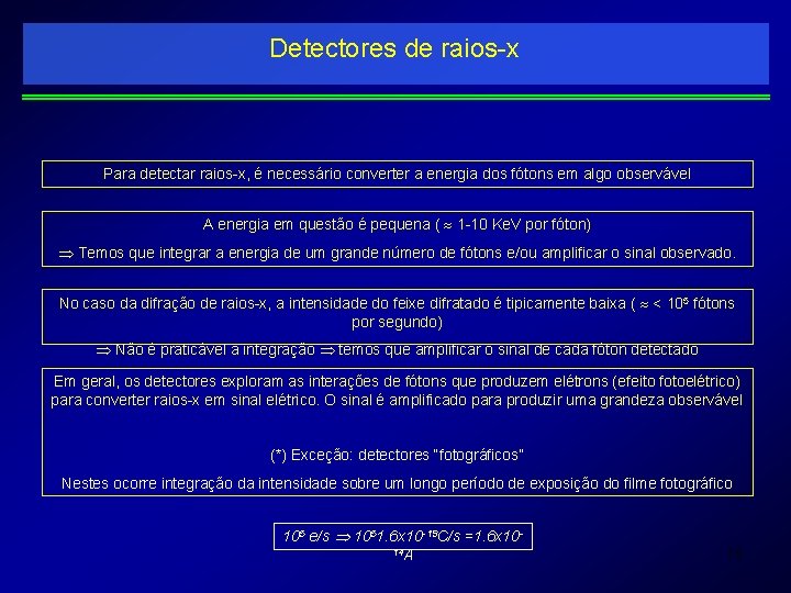 Detectores de raios-x Para detectar raios-x, é necessário converter a energia dos fótons em