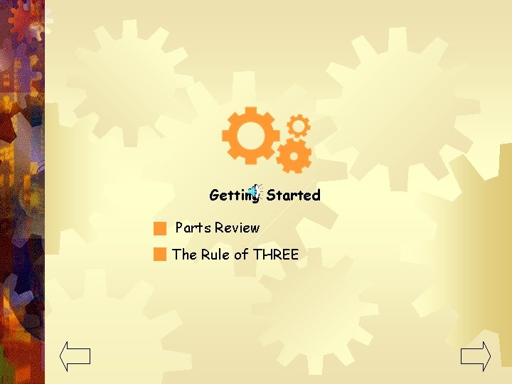 Getting Started Parts Review The Rule of THREE 