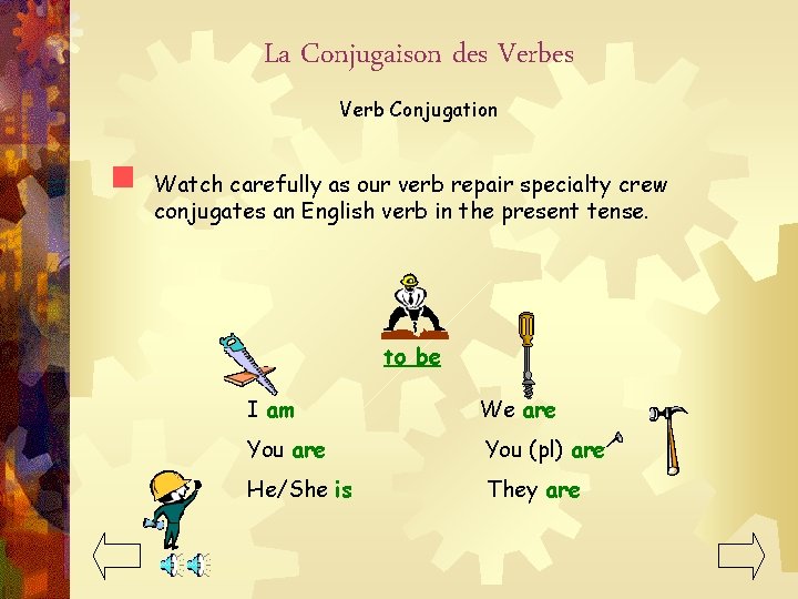 La Conjugaison des Verb Conjugation Watch carefully as our verb repair specialty crew conjugates