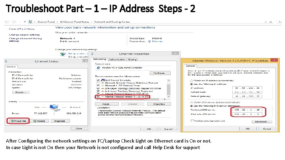 Troubleshoot Part – 1 – IP Address Steps - 2 After Configuring the network