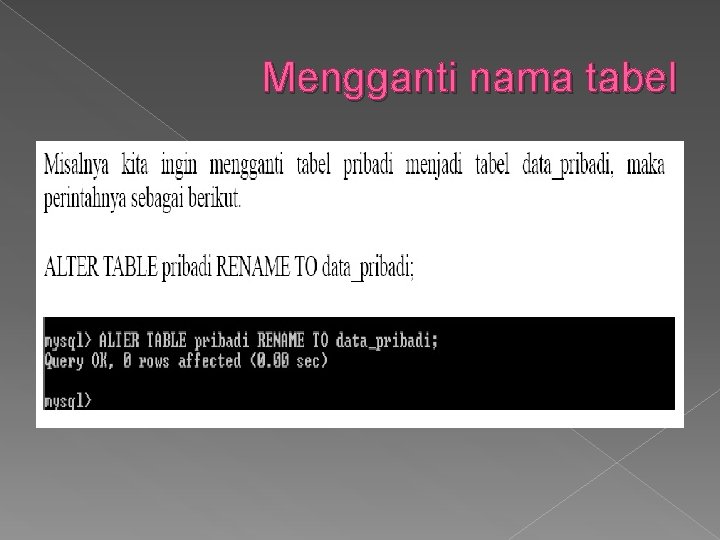 Mengganti nama tabel 