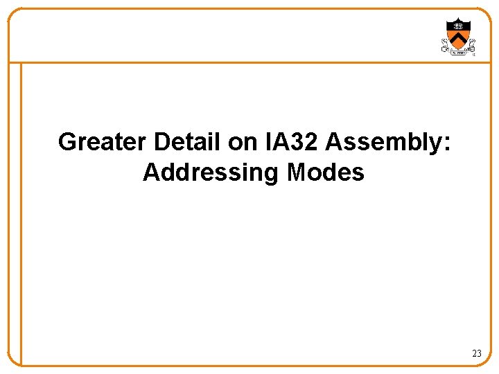 Greater Detail on IA 32 Assembly: Addressing Modes 23 