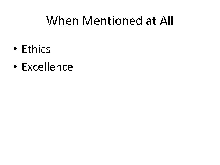 When Mentioned at All • Ethics • Excellence 