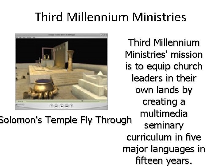 Third Millennium Ministries' mission is to equip church leaders in their own lands by