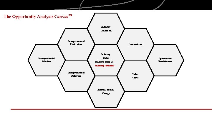 The Opportunity Analysis Canvas TM Industry Condition Entrepreneurial Motivation Competition Industry Status Entrepreneurial Mindset