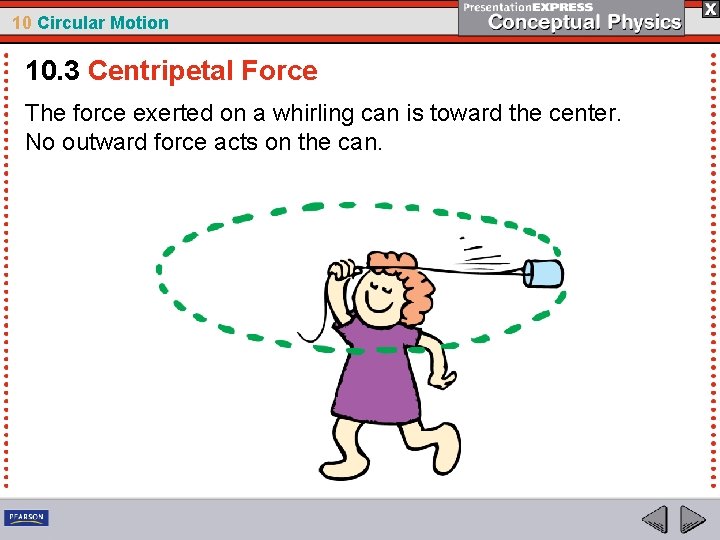 10 Circular Motion 10. 3 Centripetal Force The force exerted on a whirling can