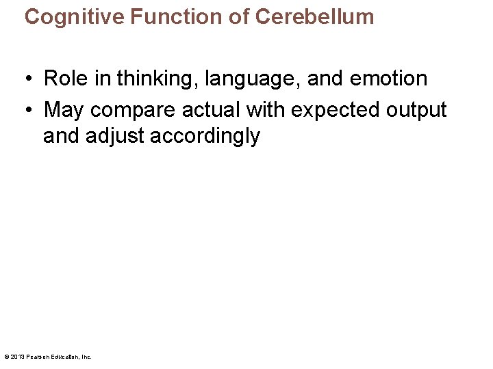 Cognitive Function of Cerebellum • Role in thinking, language, and emotion • May compare